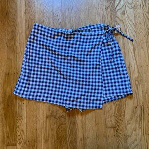 Navy Linen Gingham Skort - Size L